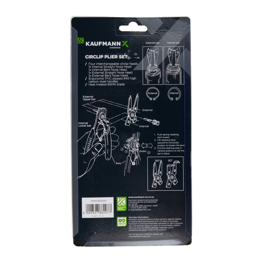 KAUFMANN X CIRCLIP H/D PLIER SET WITH 4 HEADS