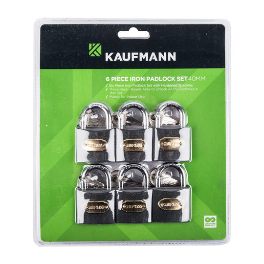 KAUFMANN STEEL LOCK SET 6 PC 40MM