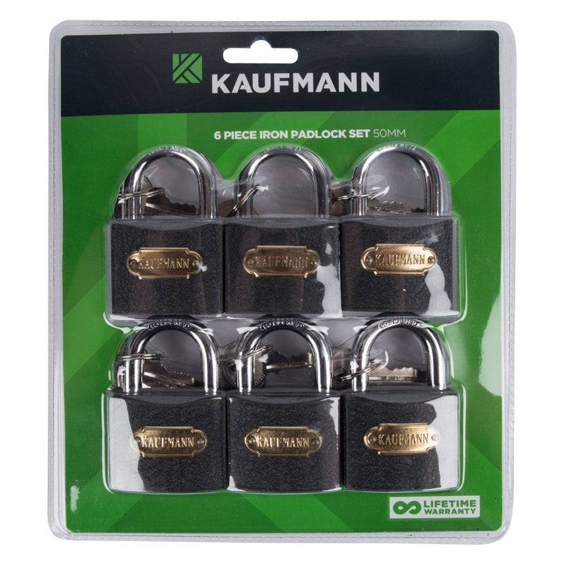 KAUFMANN STEEL LOCK SET 6 PC 40MM