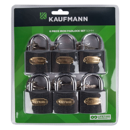 KAUFMANN STEEL LOCK SET 6 PC 40MM