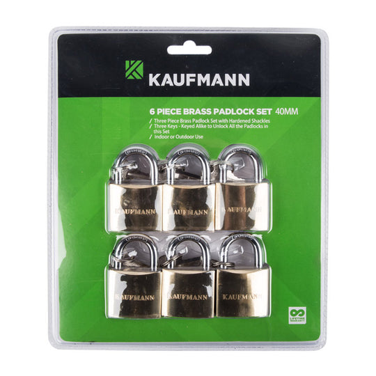 KAUFMANN BRASS LOCK SET 6 PC 40MM