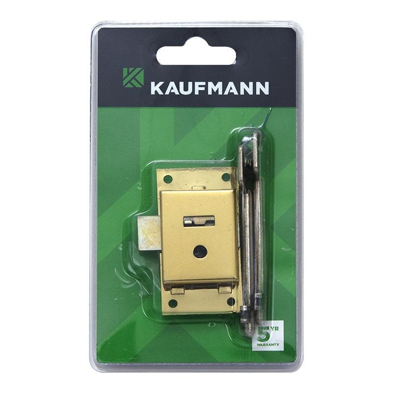 KAUFMANN LOCK CUPBOARD 50MM BRASS 2 LEVER