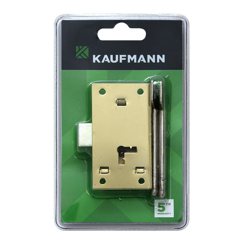 KAUFMANN LOCK CUPBOARD 50MM BRASS 2 LEVER