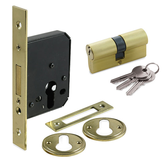 KAUFMANN DEADLOCK & CYLINDER 40MM BRASS PLATED