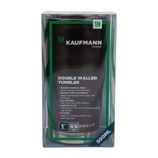 GREY DOUBLE WALLED TUMBLER WITH LID - 500ML