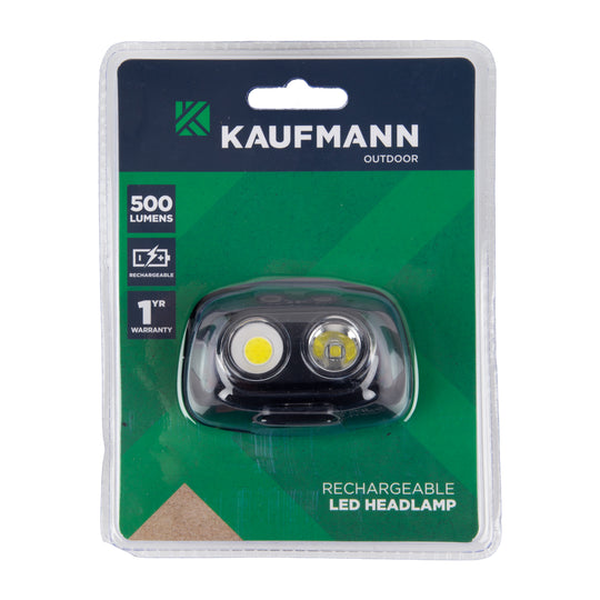 KAUFMANN 500 LUMEN RECHARGEABLE HEADLAMP