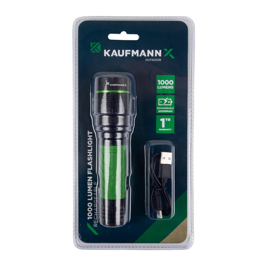 KAUFMANN X 1000 LUMEN RECHARGEABLE FLASHLIGHT – Kaufmann KAUFMANN X 1000 LUMEN RECHARGEABLE FLASHLIGHT – Kaufmann
