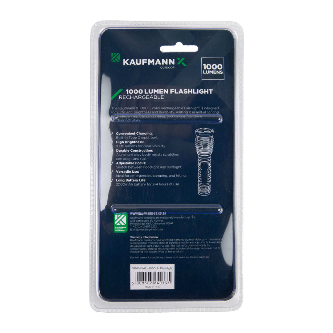 1000 lumen rechargeable flashlight for sale KAUFMANN X 1000 LUMEN RECHARGEABLE FLASHLIGHT – Kaufmann