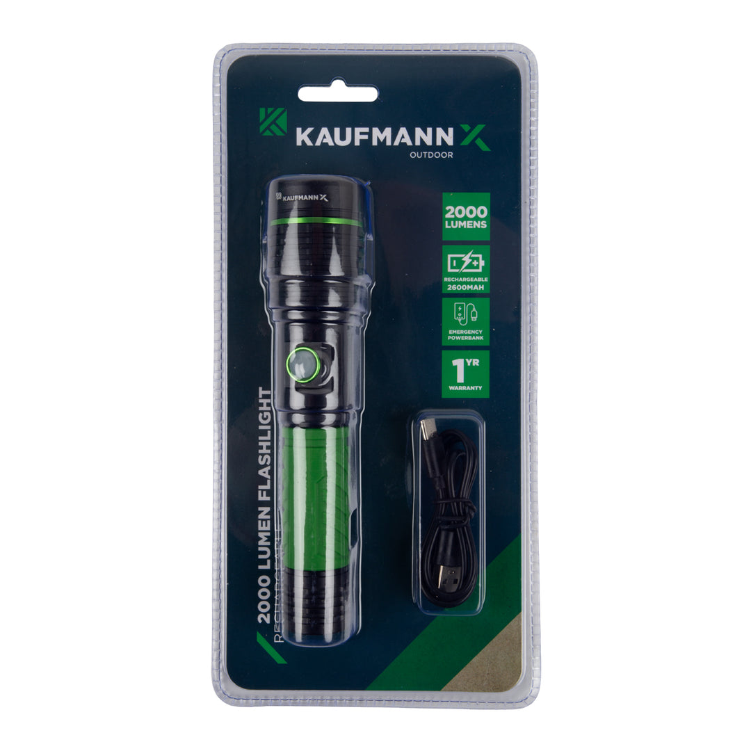 KAUFMANN X 2000 LUMEN RECHARGEABLE FLASHLIGHT Kaufmann KAUFMANN X 2000 LUMEN RECHARGEABLE FLASHLIGHT Kaufmann