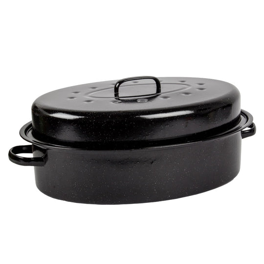 KAUFMANN OVAL ENAMEL COATED PAN + LID 3L